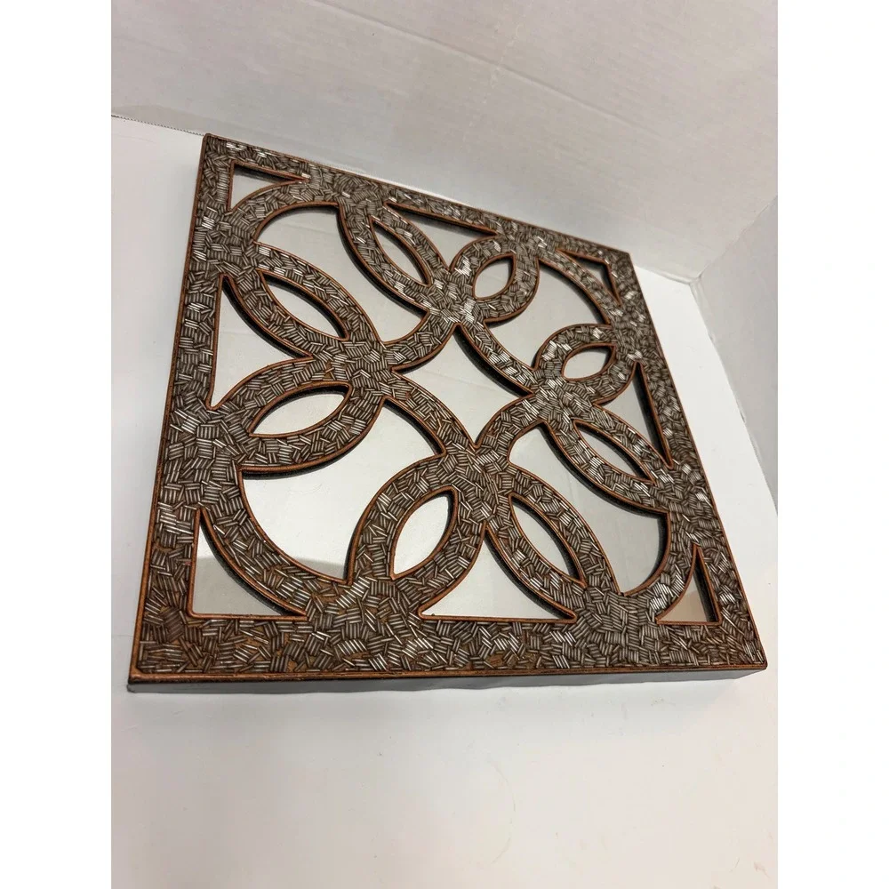 Pier 1 One Imports Mirror Square Seed Beaded Gold 14